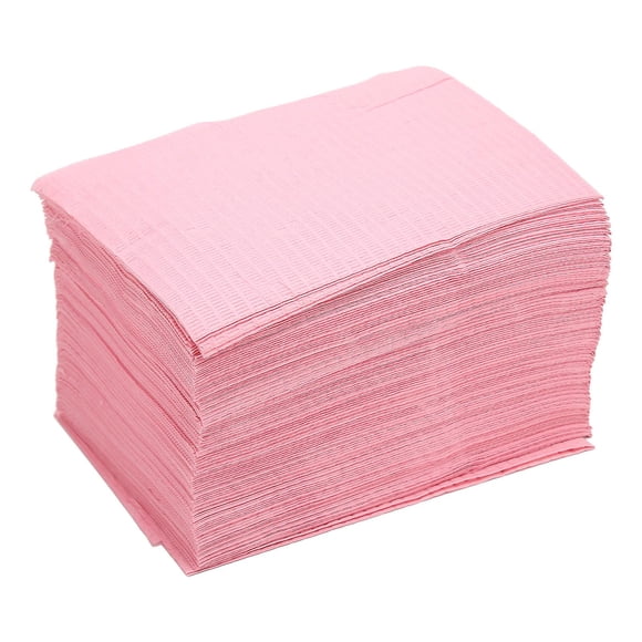 Pink Disposable Waterproof Dental Bibs - 125pcs Absorbent Tattoo Bib for Body Coverage