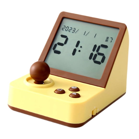 Reloj despertador pequeño LCD con pantalla grande, reloj digital para mesita de noche o dormitorio. Amarillo