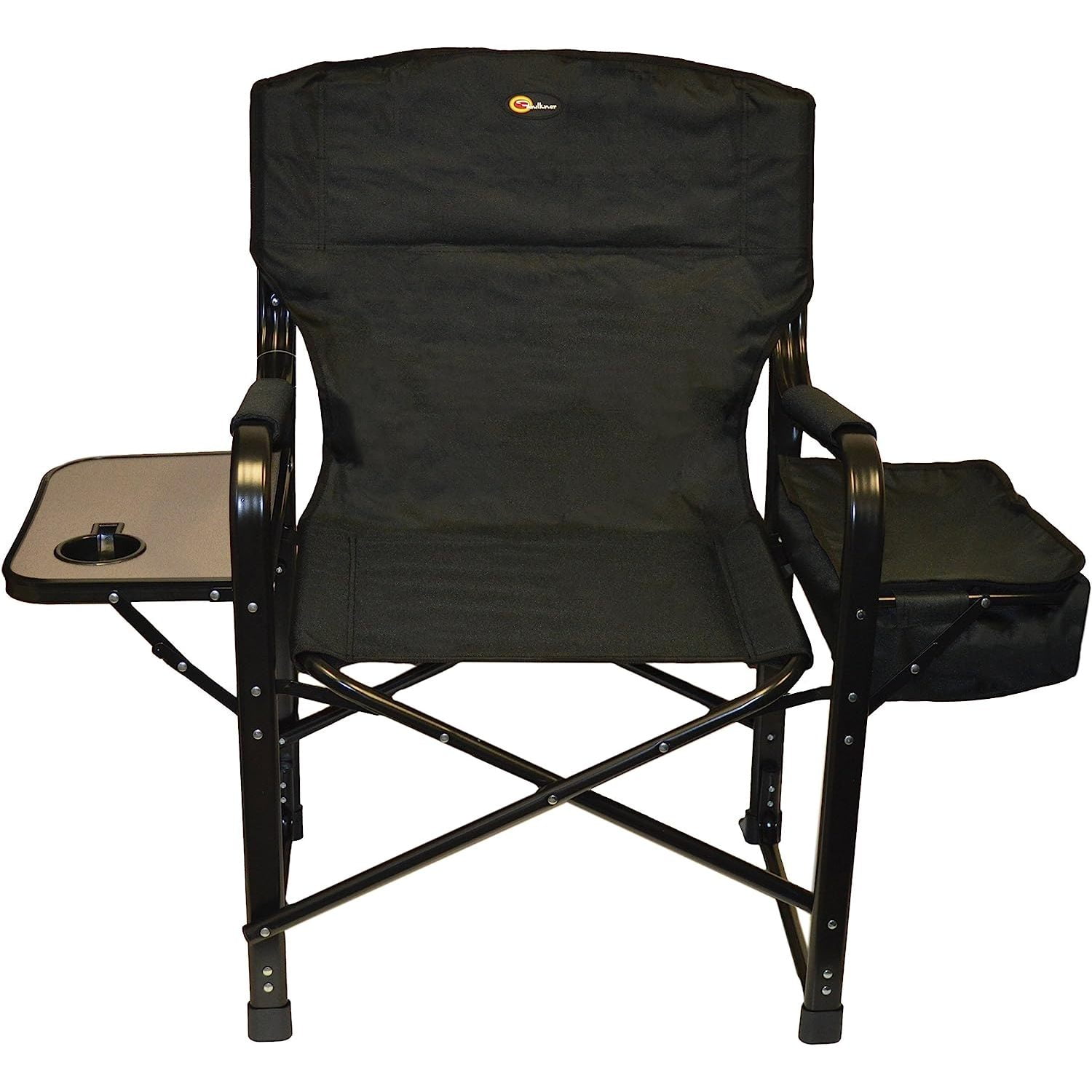 Black Steel Folding Director Chair with Tray and Cooler