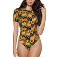 thumbnail image 2 of Fotbe Pumpkins And Sunflowers3 Women's Crew Neck Short Sleeves Bodysuit Tops Round Neck Slim Sleeveless Soft Comfortable Basic-Large, 2 of 7