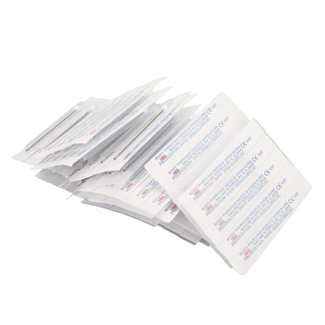 100 Uds 16G agujas para perforación corporal tubo cilíndrico punta biselada incisivas agujas para perforación desechables de acero inoxidable
