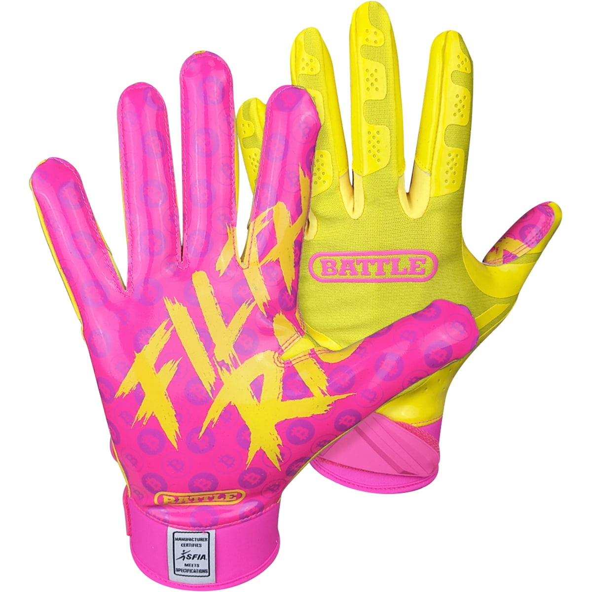 Battle Sports Adult Filthy Rich Football Receiver Gloves - 2XL - Lemonade