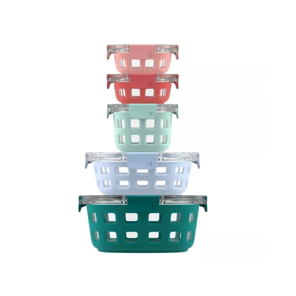 Ello 10pc Mixed Glass Rounds Food Storage Container Set