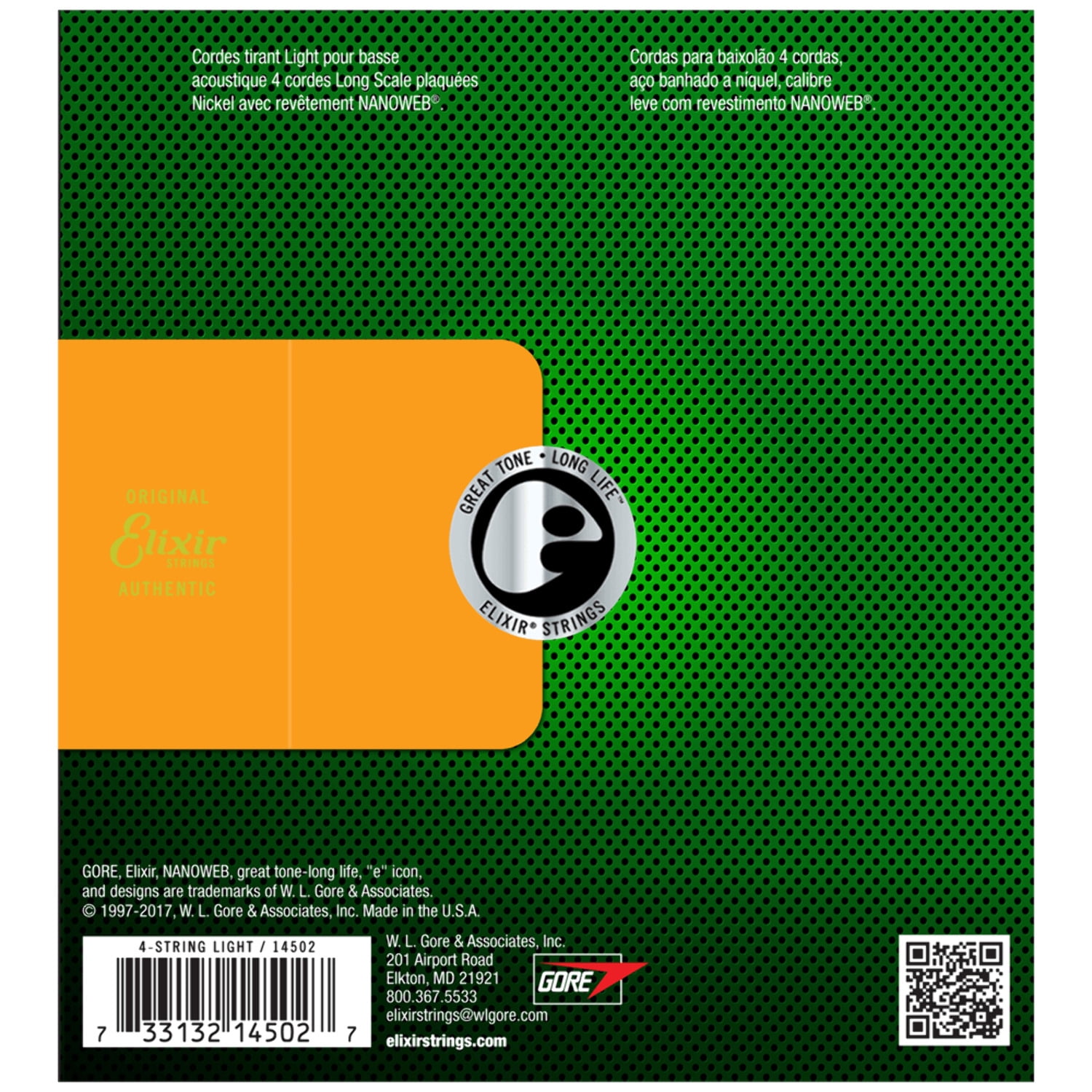 Elixir  Strings Acoustic 80-20 Bronze Bass 4-String Set with Nanoweb Coating
