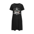 thumbnail image 2 of Sakmal Ultra-Soft Nightgowns for Women Christmas Stretchy Black Loose Sleepshirt Snowmen Print Short Short Sleeve Crew Neck Nightgowns S-2XL, 2 of 5