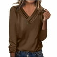 thumbnail image 1 of Dagugfen Womens Tops Basic Casual V Neck Long Sleeve Button Regular Blouses Work Travel Tops Size S-XXXL, 1 of 4