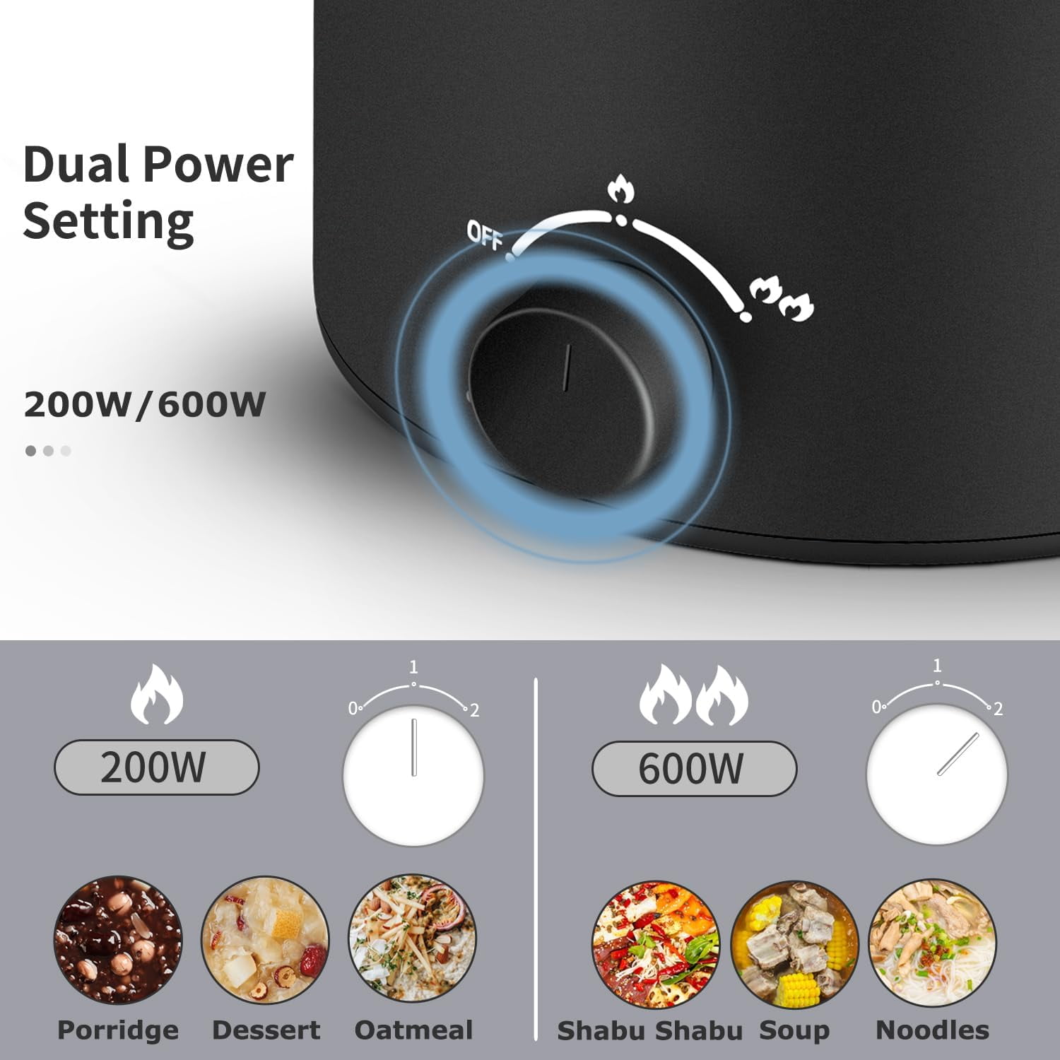 Electric Hot Pot & 1.2L Small Rice Cooker Multi-Function Kitchen Appliance for Home Cooking
