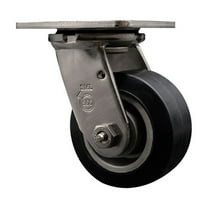 4 Inch 316 Stainless Steel Rubber on Aluminum Wheel Swivel Caster w/Ball Bearing