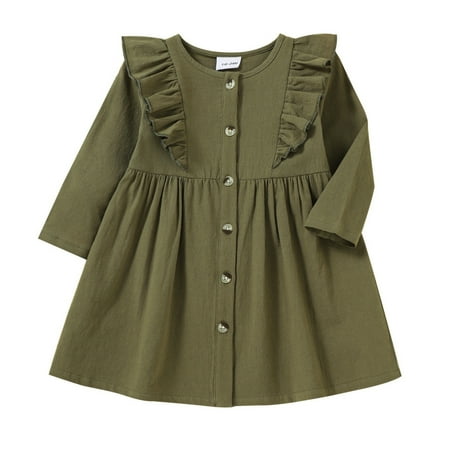 

Qufokar Infant Flower Girl Dress 5T Dress Toddler Child Kids Baby Girls Long Ruffled Sleeve Cute Solid Cardigan Princess Dress Outfits Clothes