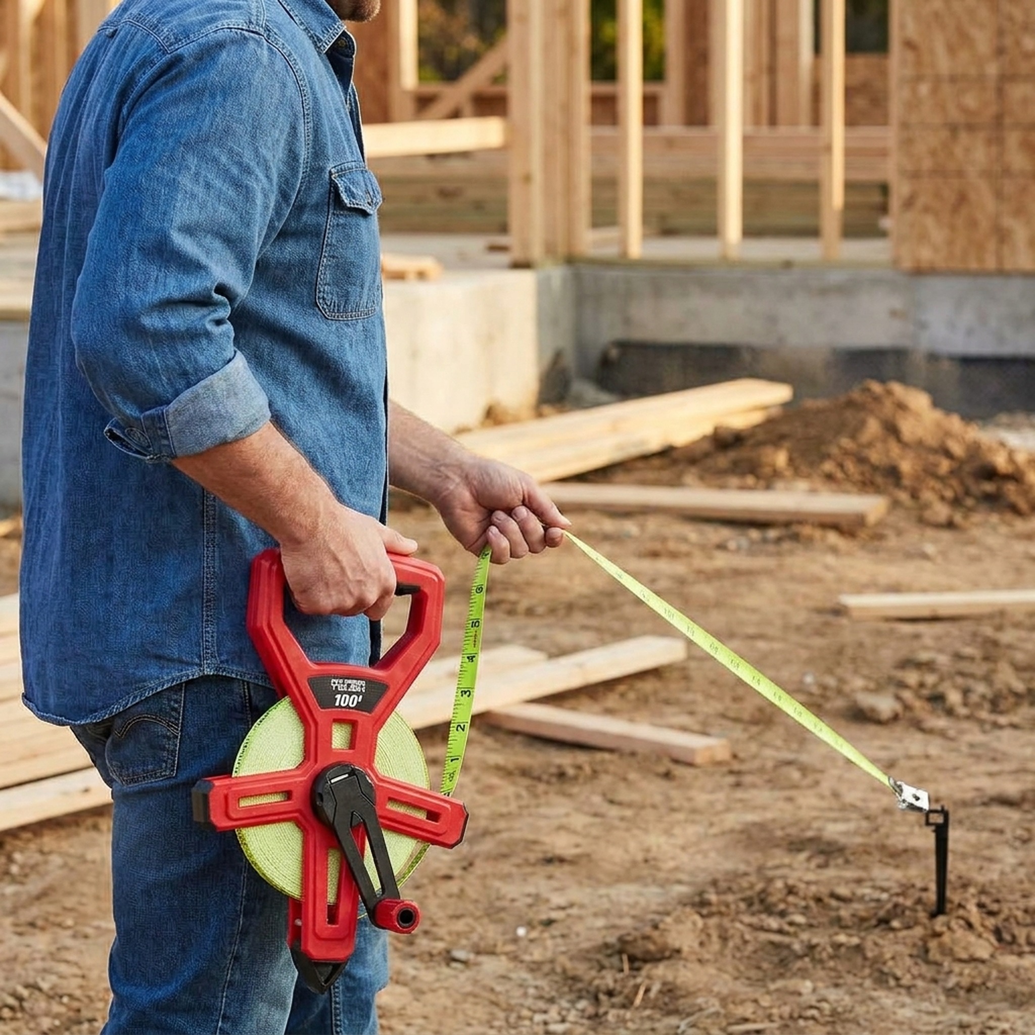 Hyper Tough 100-Foot Fiberglass Tape Measure with Ground Stake photo 3