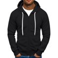 thumbnail image 2 of Dwelliawo Zip Up Hoodie Men Full Zipper Casual Hooded Sweatshirts Drawstring Fleece Hoodies Lightweight Long Sleeve Jacket Black Pullover with Pockets 2XL, 2 of 5