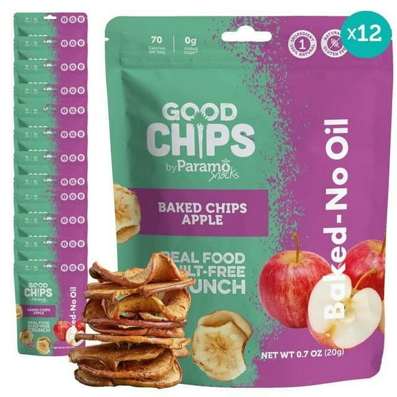 GOOD CHIPS Baked Apple Chips, 12-Pack, 0.7oz Bags