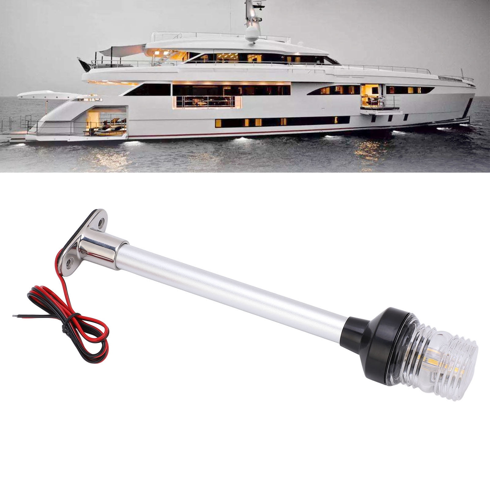 Ymiko 12inch LED Boat Navigation Light Fixed Mount Navigation Anchor