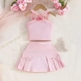 thumbnail image 2 of AherBiu Baby Toddler Girls Clothes 2 Piece Cute Summer Outfits off Shoulder Tank Tops with Short Skirt Set, 2 of 7
