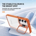thumbnail image 2 of Compatible with Samsung Galaxy S24 Case Clear Case with Camera Hidden Kickstand Foldable Stand Men Women Girls Phone Case Slim Soft TPU Translucent Shockproof Phone Cover, Orange, 2 of 16