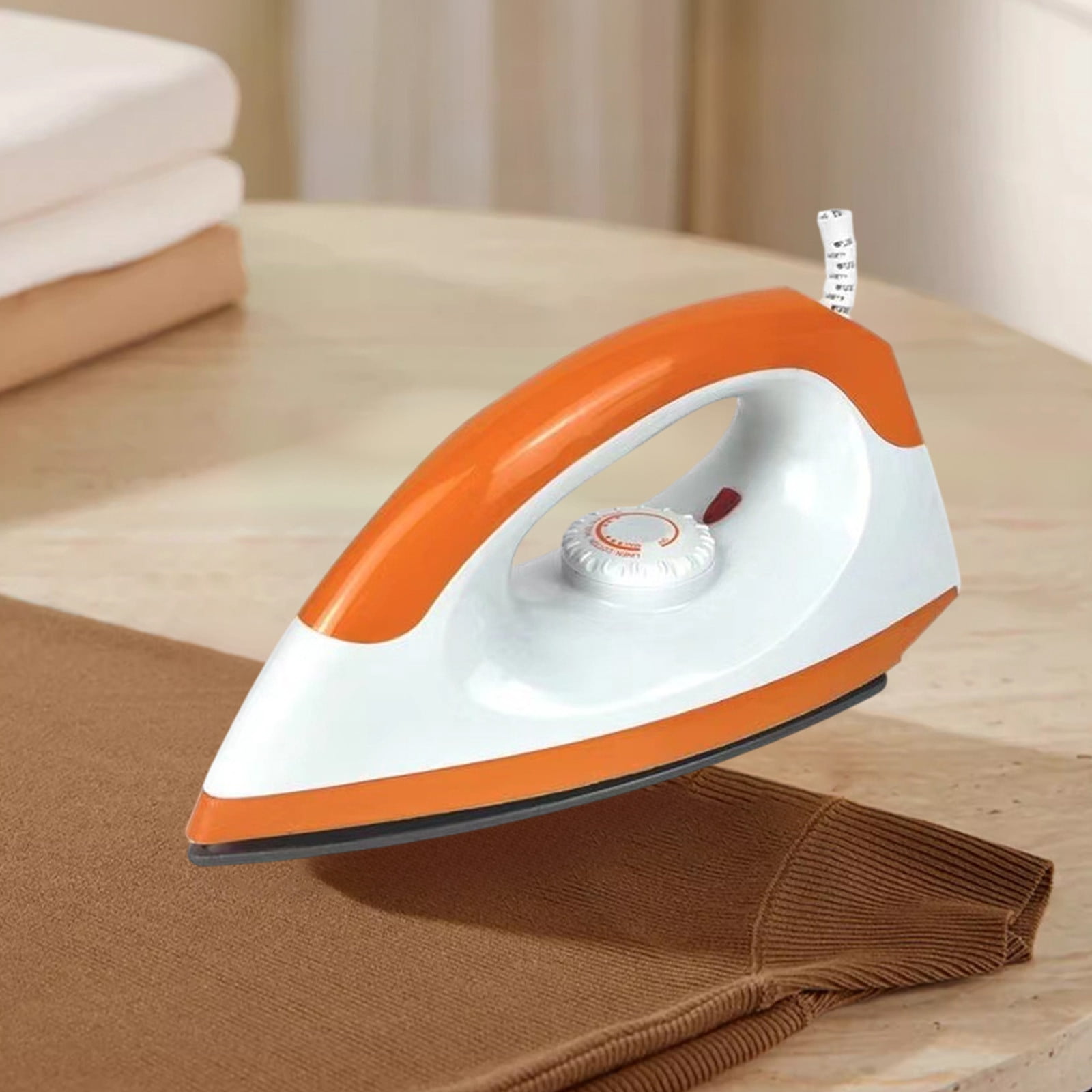 Home Dry Clothes Iron,Temperature Adjustable Ironing Device for Fabric Wrinkle Removal,Sleek Soleplate Fast Heating for Nylon Silk Wool Linen,Ideal for Home Ironing and Office Garment Care-Orange