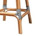 thumbnail image 6 of bali & pari Genica Two-Tone Navy and White Weaving and Natural Rattan Bar Stool, 6 of 8