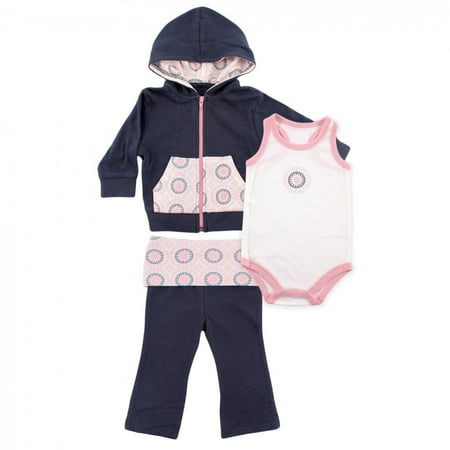 UPC: 0660168904512 | Yoga Sprout Baby and Toddler Girl Cotton Hoodie  Bodysuit or Tee Top  and Pant  Ornamental Baby  0-3 Months