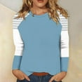 thumbnail image 2 of Lmnyox Women's Long Sleeve T Shirt Color Block Crew Neck Basic Tee Dropped Shoulder Casual Loose Shirts Tops, 2 of 7