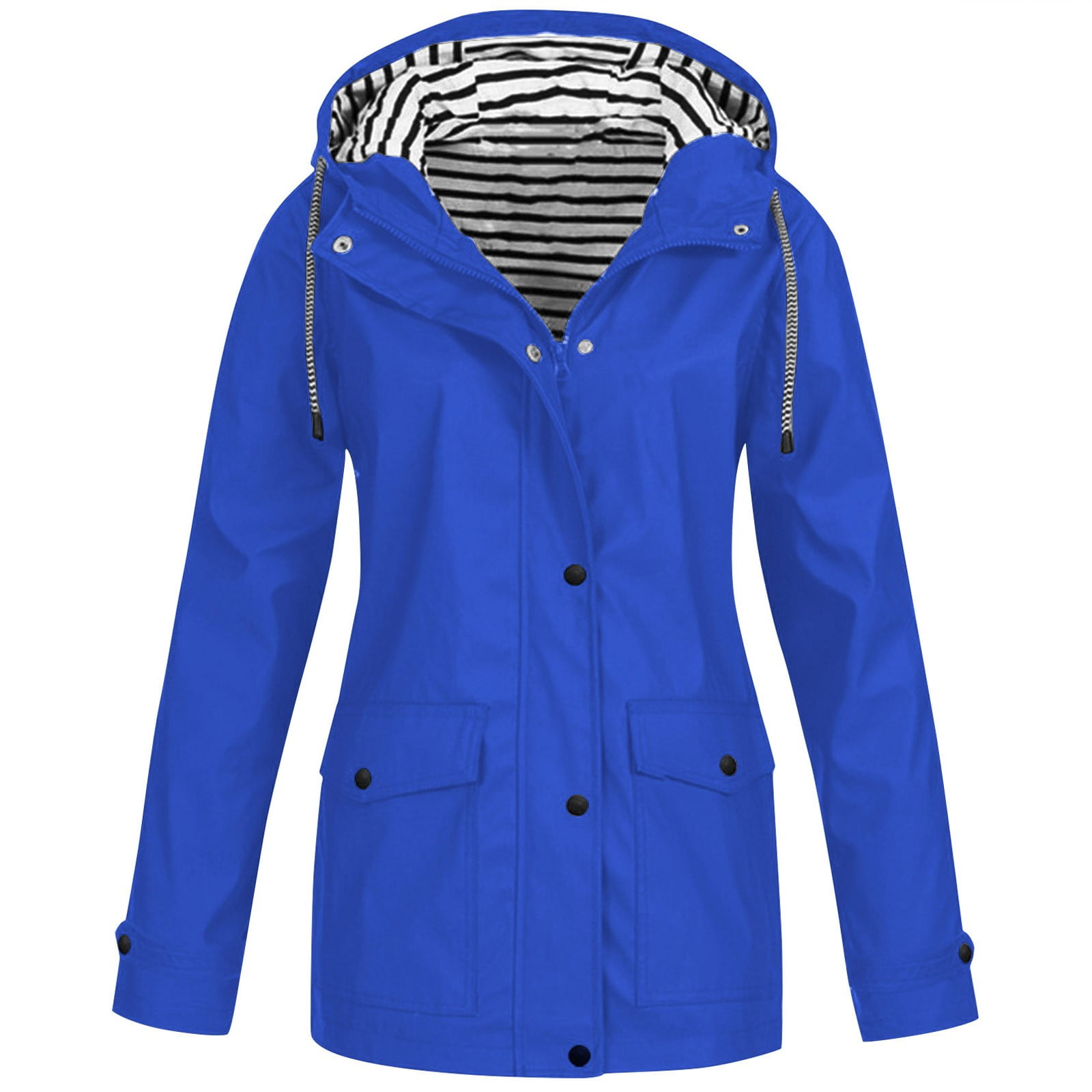 Foraging dimple Women Solid Rain Jacket Outdoor Plus Waterproof Hooded Raincoat Windproof Light