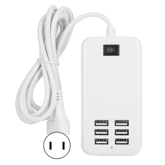 Adaptador de cargador 6 puertos 30W USB escritorio estación de carga rápida Hub 100‑240V