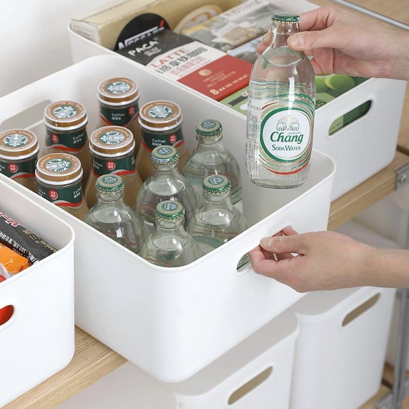 6Pack 7.8QT White Plastic Storage Bin With Lid, 11.8 in x 8.1 in x 8.1 in