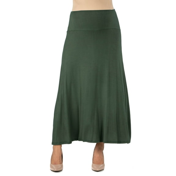 24seven Comfort Apparel Womens Comfortable Fit Elastic Waist Maternity Maxi Skirt