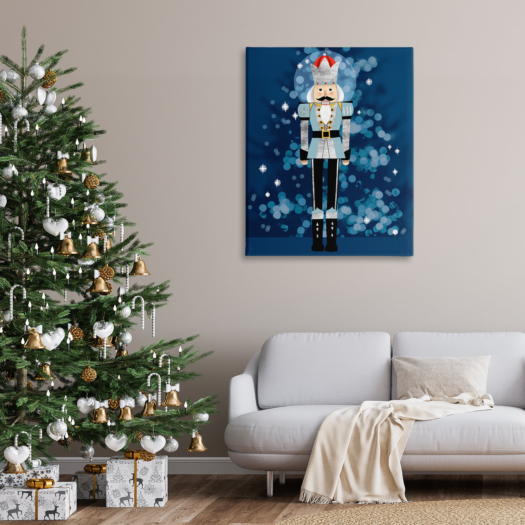 Stupell Industries Blue Holiday Nutcracker Holiday Painting Gallery Wrapped Canvas Art Print Wall Art, 36 x 48