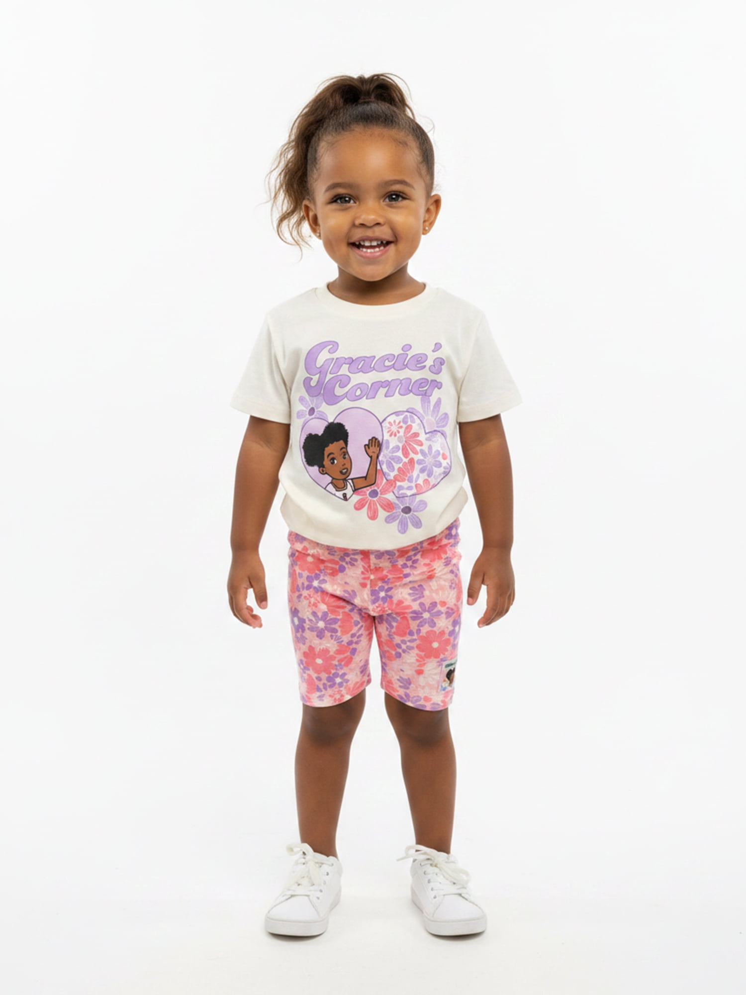 Gracie's Corner Toddler Girls Hearts Graphic Tee and Shorts Set, 2-Piece, Sizes 12M-5T