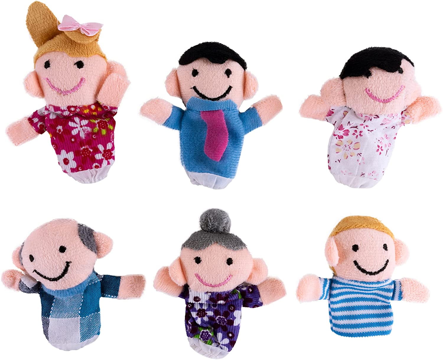 Velvet Cartoon Family Finger Puppets Cloth Doll Baby Educational Hand Animal Toy 