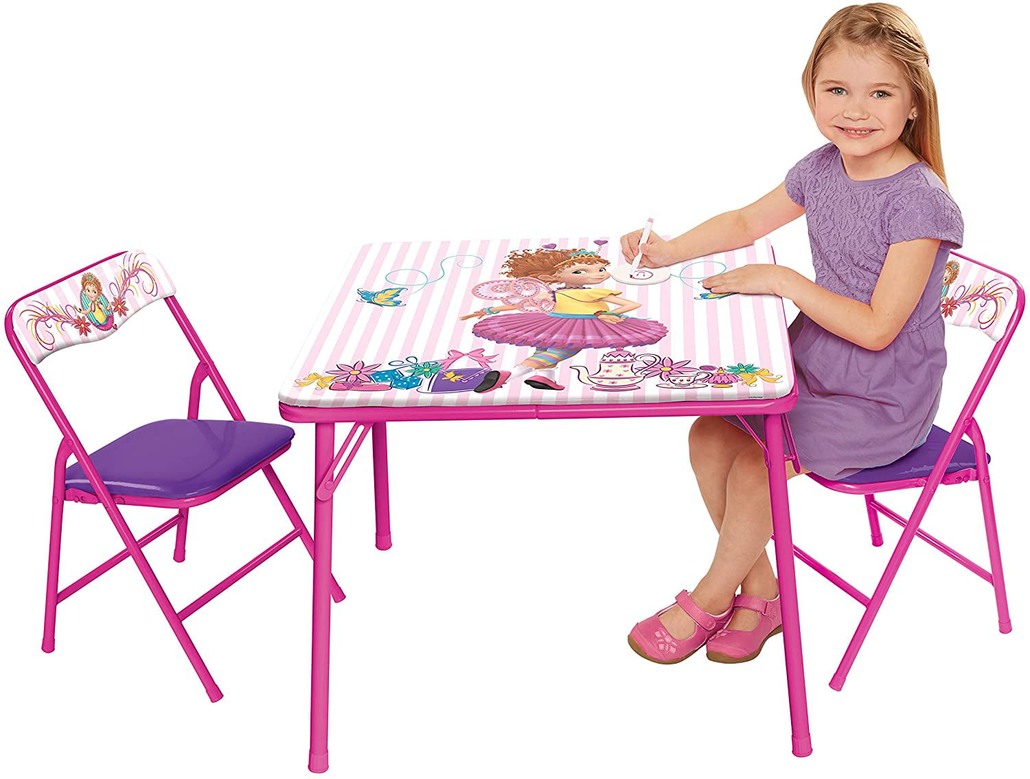 Pink Fancy Nancy Activity Table Set with 2 Chairs 