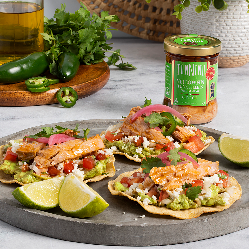 (4 pack) Tonnino Premium Yellowfin Tuna Fillet with Jalapeno in Olive Oil, Wild Caught, 6.7 oz Jar, Gluten-Free