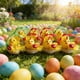 thumbnail image 1 of Decoraciones para fiestas de huevos de Pascua: adorno de plástico amarillo para pollitos, figurita de mesa de 2,36 pulgadas • Decoración primaveral para el escritorio de oficina en casa • 1 pieza, 1 of 8