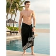 thumbnail image 6 of LA LEELA Men's Pareo Regular Swimsuits Sarong Long Swim Beach Wrap One Size Black, Geometric Summer Vacation Party, 6 of 6