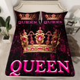 thumbnail image 2 of Feelyou Kid Princess Crown Queen Sheet Sets, Fashion Black Pink Bed Set, 4 Pieces, 2 of 7