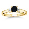 thumbnail image 4 of Gem Stone King 18K Yellow Gold Plated Silver Black Onyx and White Lab Grown Diamond 3-Stone Engagement Ring for Women (0.61 Cttw, Gemstone December Birthstone, Size 7), 4 of 4