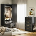 thumbnail image 5 of Metal Wardrobe Cabinet,71 Armoire Wardrobe Closet with Drawers and Hanging Rod,Metal Armoire with Adjustable Shelves for Closet,Bedroom,Farmhouse Storage Cabinet with Drawer(Black), 5 of 8