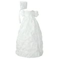 thumbnail image 2 of Little Things Mean A Lot Girls White Polyester Taffeta Christening Baptism Gown with Rosettes and a Bonnet (Baby), 2 of 3