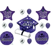 Class of 2022 Purple Graduation Cap Hat Party Balloons Decorations Grad Graduate
