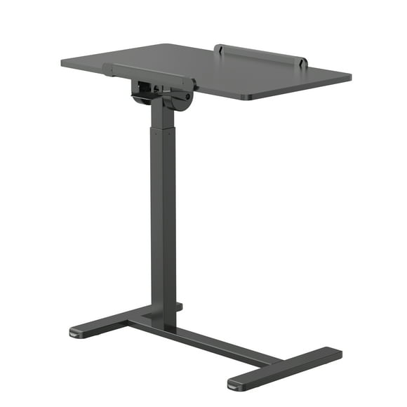 Uplite Height Adjustable Mobile Desk – Sit Stand Tilting Overbed Table with Wheels - Black