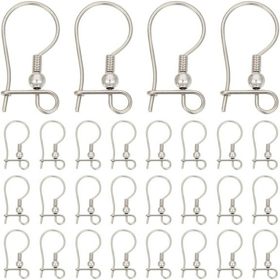 100Pcs 316L Surgical Stainless Steel Hoop Earring Findings Kidney Ear Wire Stainless Steel Color 22 Gauge 20x10x3mm Hole: 3mm Pin: 0.6mm
