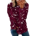 thumbnail image 1 of Fashnice Tee-Shirt Femme Col Rond T-shirt Imprimé Graffiti T-shirt Ample Automne Chandail Rouge Vin m, 1 of 2