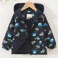 thumbnail image 2 of Gubotare Toddler Boys Fleece Hoodie Toddler Boys Vehicles Print Fleece Hooded Full-Zip Jacket 2-10 Years (Blue,2-3 Years), 2 of 9