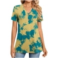 thumbnail image 2 of mfyjkho Tops De Gimnasio Para Mujer, Top/Camiseta De Manga Corta Con Cuello En V, Botones Y Rayas Degradadas Para Mujer Tops De Gimnasio Para Mujer Xl, 2 of 7