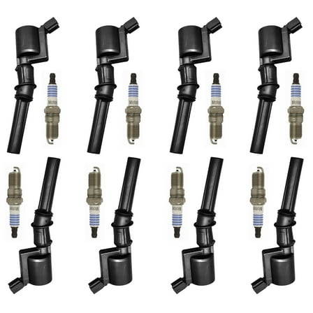 Set of 8 ISA Ignition Coil and 8 Motorcraft Spark Plugs Compatible with 1997-2014 Ford E-150 E-250 Crown Victoria and Mercury Grand Marquis 4-Door Replacement for DG508