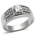 thumbnail image 1 of Men High Polished Stainless Steel Ring with AAA Grade CZ in Clear - Size 13, 1 of 1