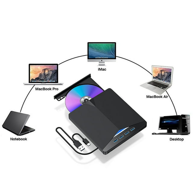 mmirethe High-speed Data Transmission External DVD Player For Wide Compatibility Plug And Play Cd Recorder 5in1