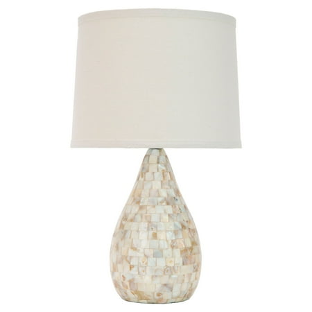 Capiz Shell - Safavieh Lauralie Capiz Shell Lamp with CFL Bulb, Cream with Off-White Shade