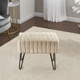 thumbnail image 5 of Home Soft Things Super Soft Faux-Fur Upholstered Stool Ottoman, Bleached Sand, 19"x13"x17", 5 of 7