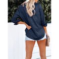 thumbnail image 2 of Blusa de manga larga, cuello en V para mujer, satén con cuello vuelto, camisa con cuello vuelto, compacta y ligera, 2 of 6